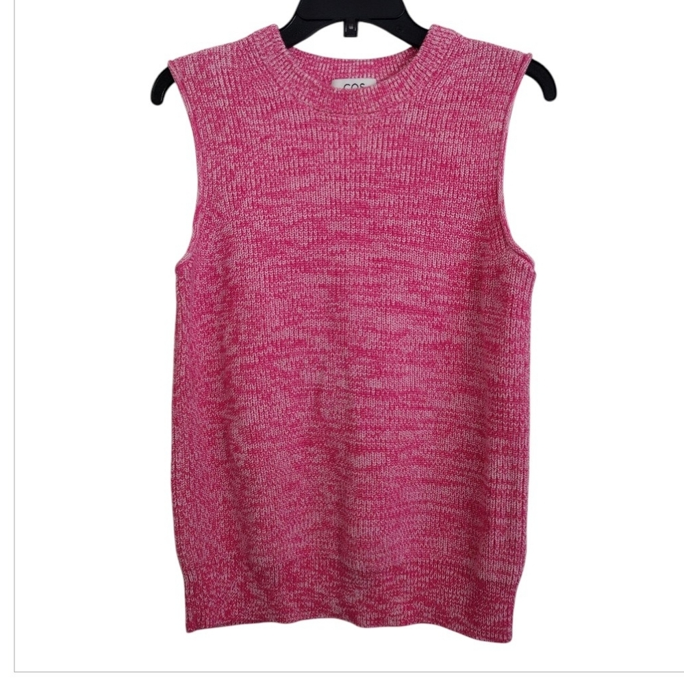 COS Mottled Pink 100% Cotton Sleeveless Sweater Size Small